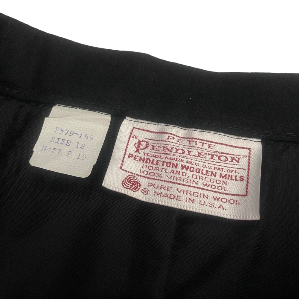 Pendleton Petite 12 Black Skirt Pencil 100% Wool Lined Pockets - Picture 2 of 5